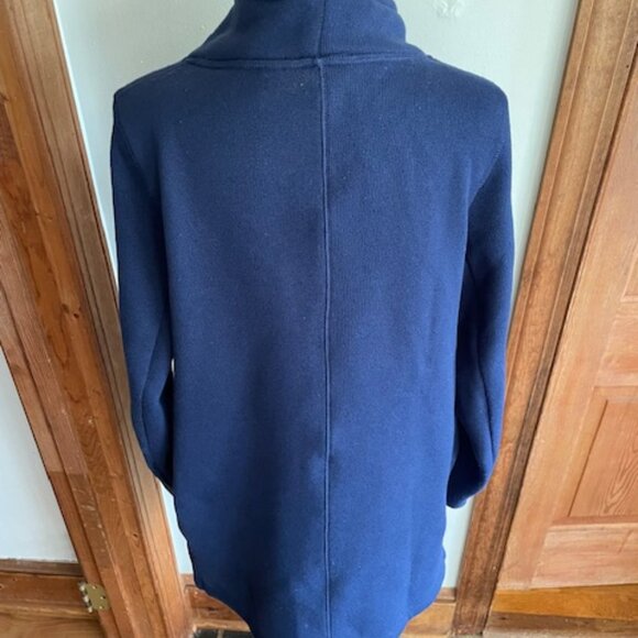LANDS' END SPORT Tunic Sweatshirt Funnel Collar Fleece Lined Navy Medium - Picture 4 of 16